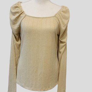 New  Zac & Rachel  Shirred Square Neck Bodice Top White Swan with Gold Lurex M